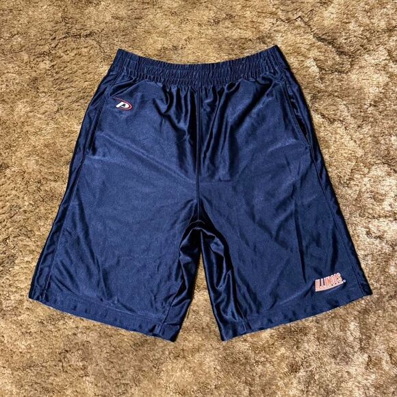 90s Pro Player University Of Illinois College Athletic Shorts Navy Blue Medium - Picture 2 of 8